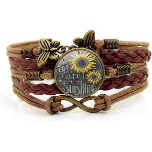 Sunflower Gifts Sunflower Leather Bracelet Women Teen Girls You are My Sunshine